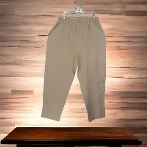 E Street Women Long 100% Silk Brown Elastic Waist Pull On Pants Size 1X